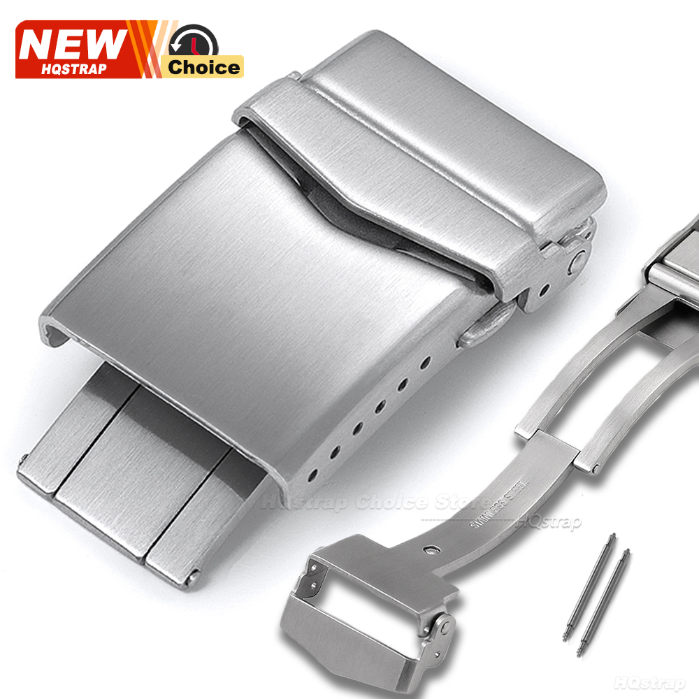 18mm 20mm 22mm 316L Solid Stainless Steel Watch Clasp Extension Folding Buckle Brushed Metal Watch Buckle Accessories