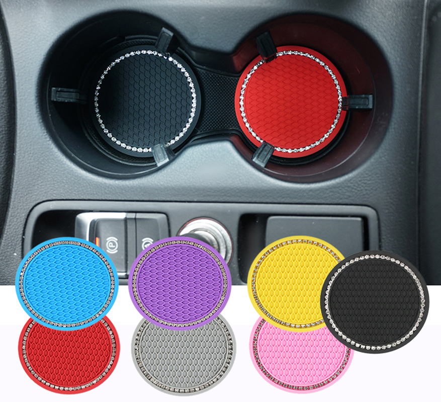 Car Water Cup Pad Holders Non-slip Diamond Rhinestone Mat for Bottle Holder Coaster Auto Interior Anti-skid Cup Holders