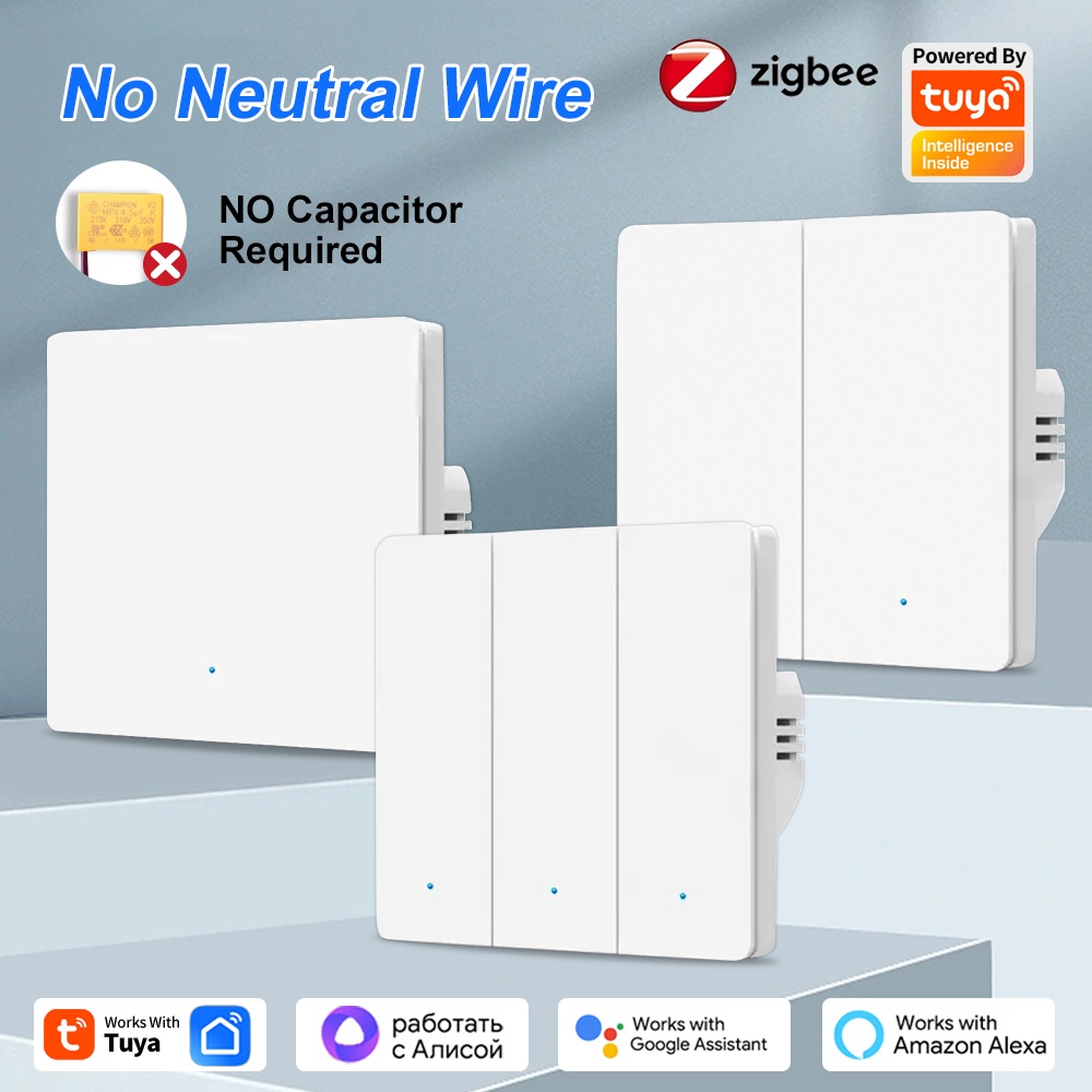 AVATTO 1/2/3/4 Gang ZigBee Smart Light Switch Wireless Wall Touch Grooved Button Switch Remote Support Tuya,Alexa, Home