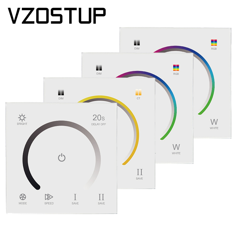 Touch Panel Controller DC12V 24V Single Color CCT RGB RGBW LED Strip Light Glass Panel Dimmer Wall Mounted Switch Tape Lights
