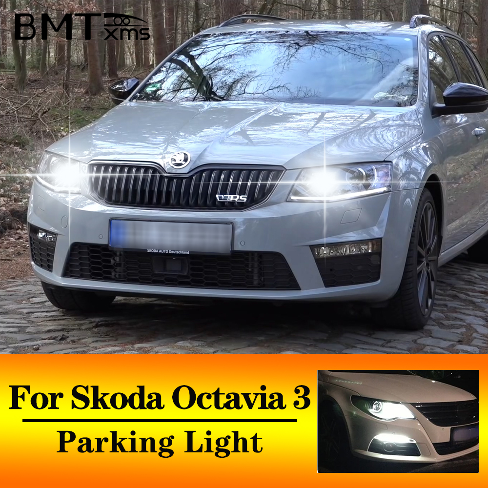 BMTxms 2pc T10 W5W LED Parking Position Side light Bulb For Skoda Octavia 3 MK3 A7 (2013-2016) Warn White Crystal Blue Purple