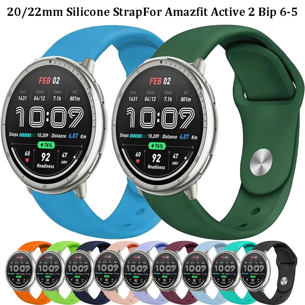 20/22mm Soft Silicone StrapFor Amazfit Active 2 Bip 6-5 Sport Breathable Bracelet For Amazfit Stratos 2 3 Balance GTR 4 3 Correa