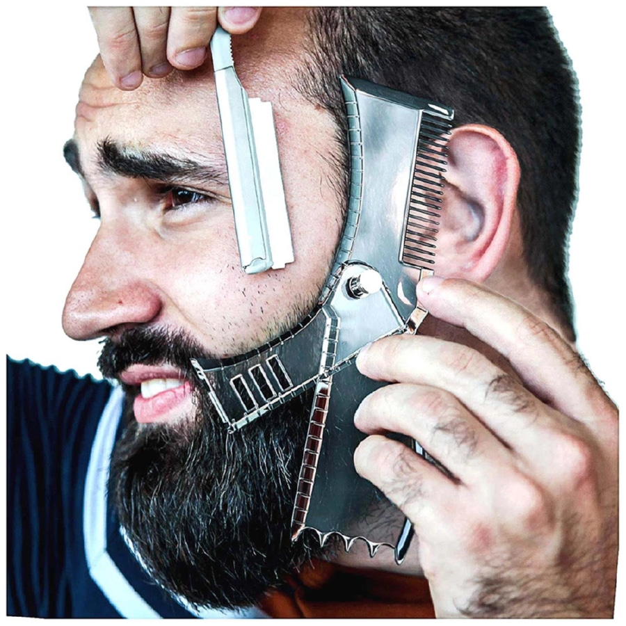 Multifunctional Beard Styling Comb - 360° Rotating Ultimate Beard Template & Guide for Perfect Beard Shaping & Trimming