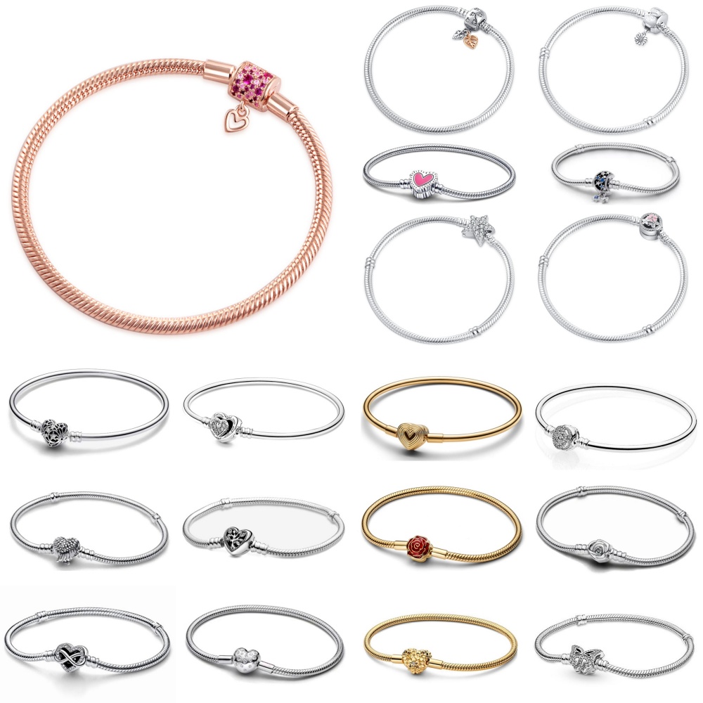 New Hot Selling 925 Silver Red Flower Heart Snake Chain, Shiny Zircon Bracelet, Fashionable Luxury Jewelry