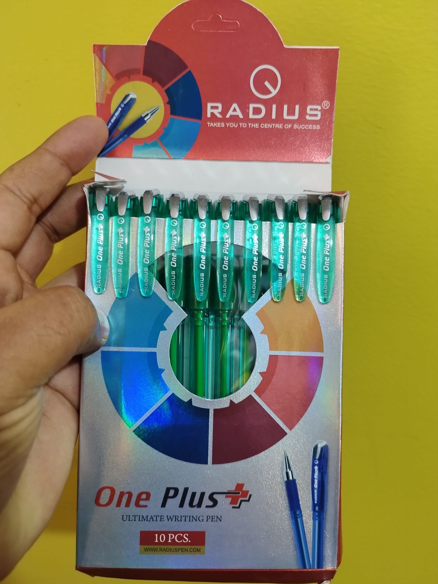 Radius One Plus Writing Pen Green Ink Pack Of 10