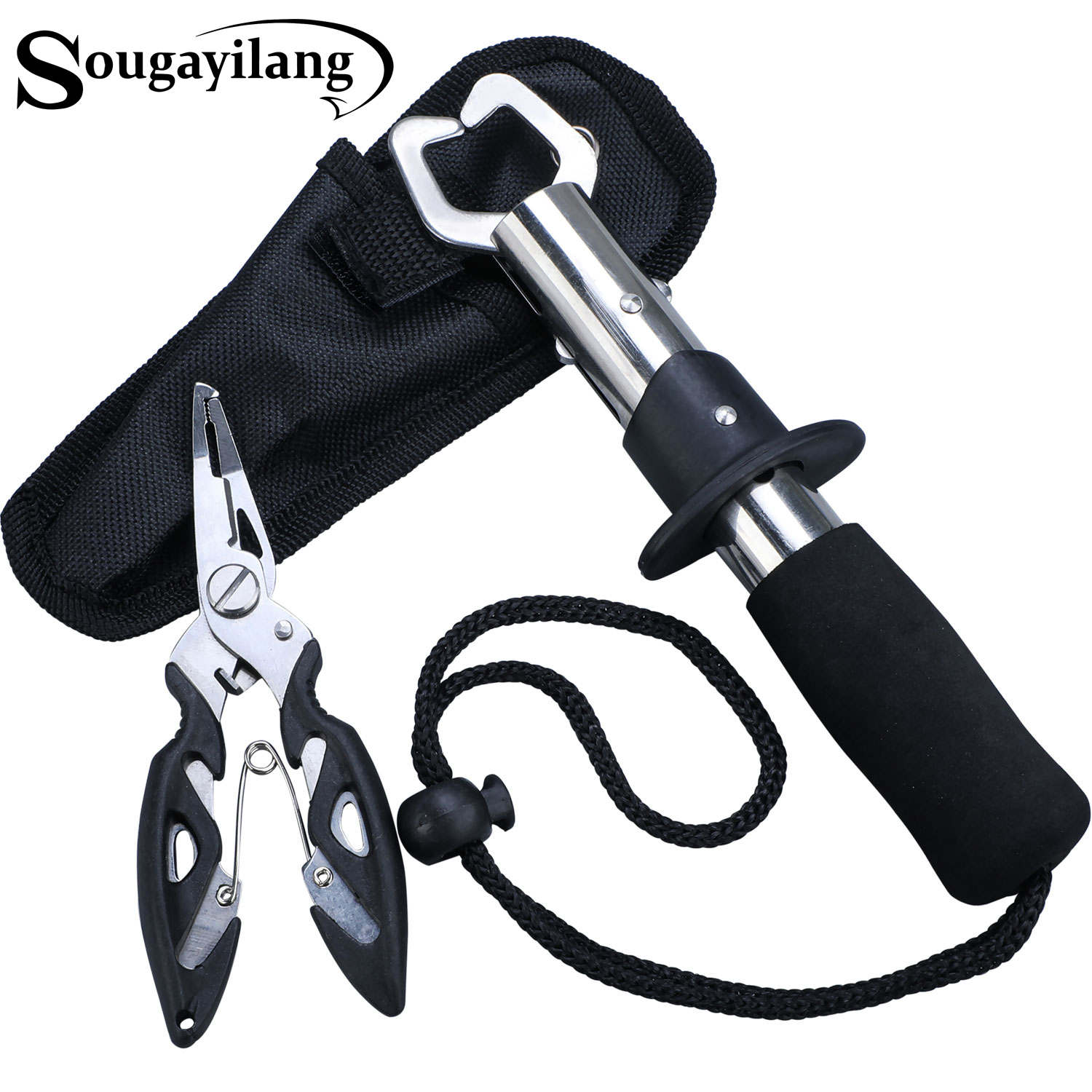Sougayilang Fishing Tongs and Stainless Steel Fish Hook Remover Fish Controller Set High-quality Fishing Gear Tools Pesca