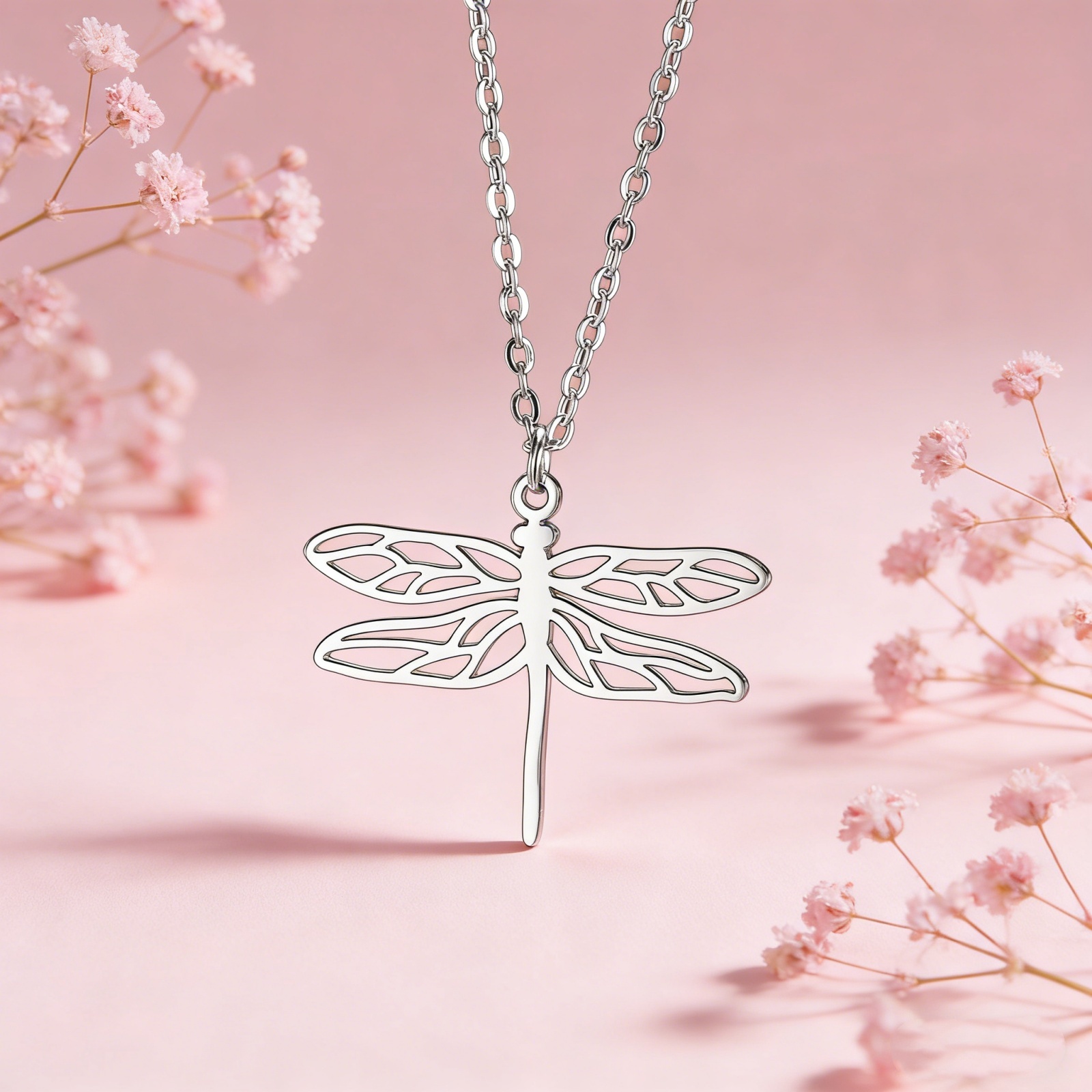 Cute Dragonfly Pendant Women's Stainless Steel Necklace Double layered Snake Chain Cool Minimalist Style 2025 New