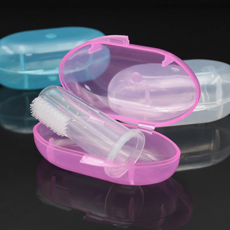 1/4pcs Baby Finger Toothbrush Silicone Toothbrush+Boxed Teeth Transparent Soft Silicone Baby Toothbrush Rubber Cleaning Products