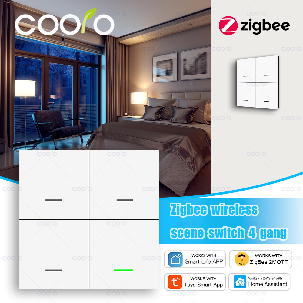 Tuya Zigbee 6 Gang Wireless Scene Switch Smart Push Button Light Controller Alexa Compatible Smart Home Automation lightify