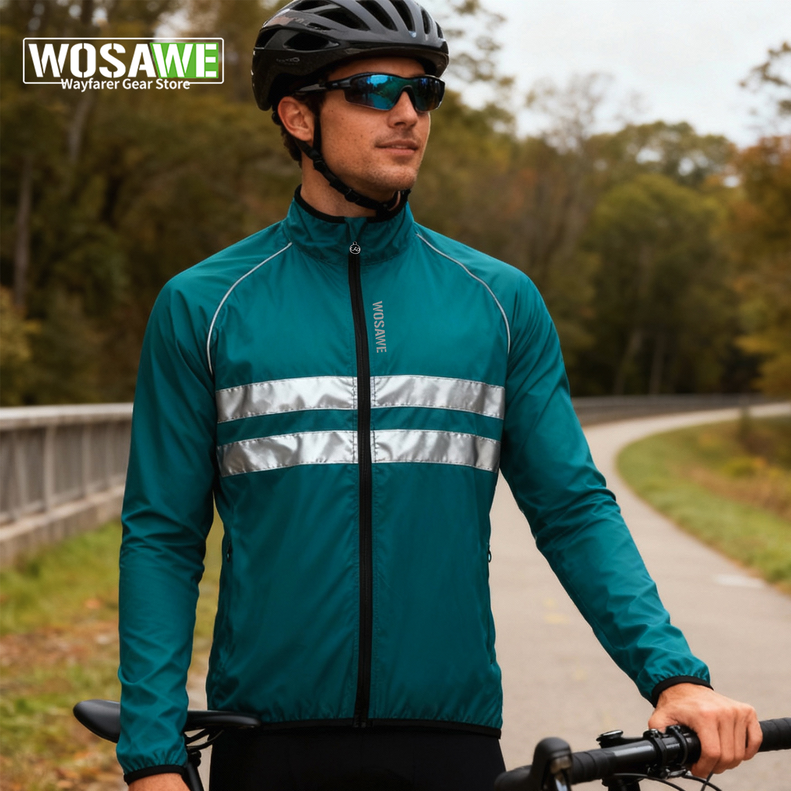 WOSAWE Reflective Cycling Jacket Winter Autumn Bicycle Windbreaker Bike Soft Windproof Waterproof Motorbike Jacket Men Coat