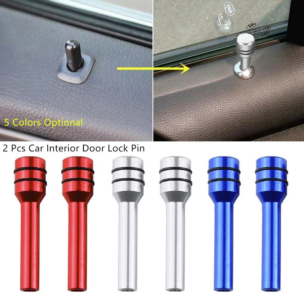 2Pcs 49mm Universal Car Truck Interior Door Lock Knob Pull Pins Aluminum Alloy Auto Car Security Door Lock Pins Knob