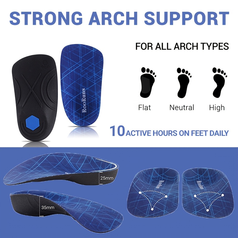 1 Pair EVA Half-Insole Shoe Pads, Arch Support Cushions for Flat, Neutral, High Arch Feet, Comfortable Breathable & Durable