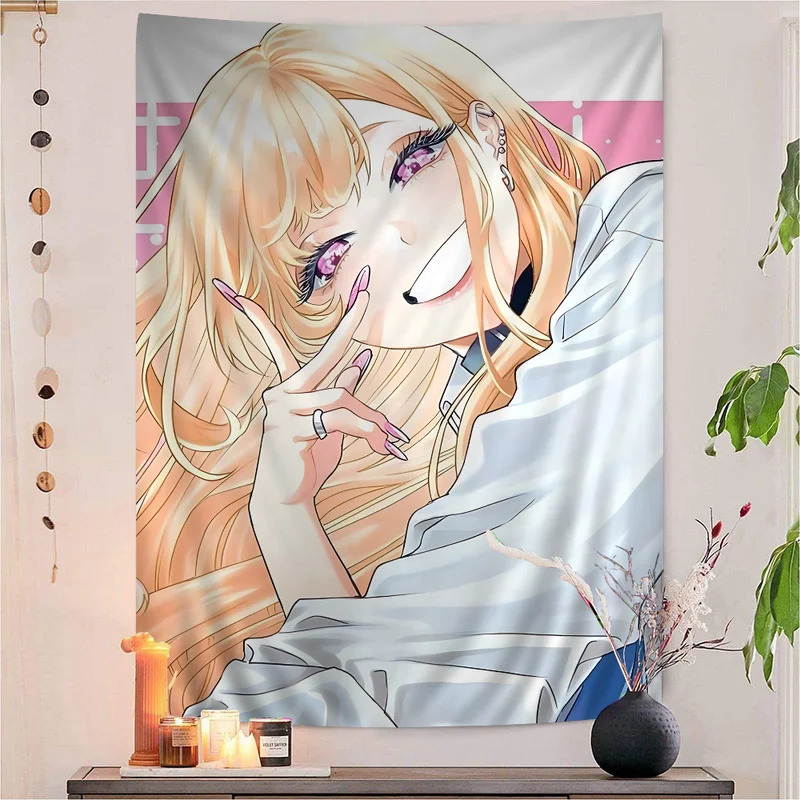 VIKAMA Japanese Style Anime Girl-Themed Tapestry For Bedroom Dormitory Wall Decoration Room Decoration