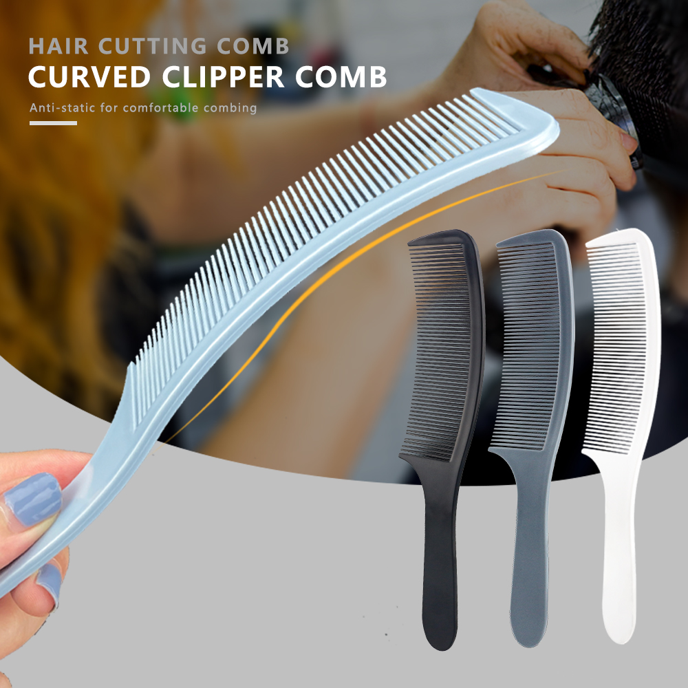 1pcs Curved Clipper Comb Heatresistant Round Tooth Hair Cutting Comb Men Flat Top Haircut Comb Professional Salon Tool Accessory