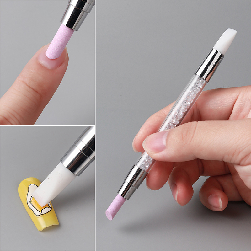 1 Pcs Double End Multi-functional Silicone Nail Pen Quartz Cuticle Nail Polish Stick Grinding Dead Skin Remover For Nail Pen pen gpt