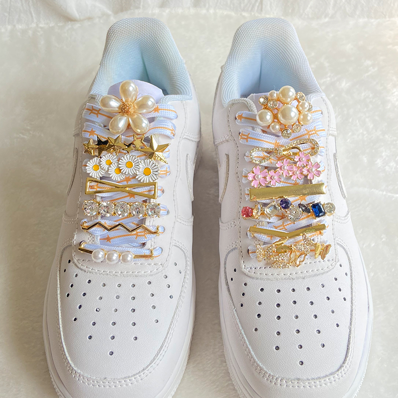 Shoelaces Decoration Clips Buckle Pearl Shoes Charm Accessories Shiny Rhinestones Women Girl Decorative Sneakers DIY 1Pc Fashion