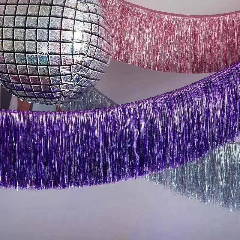 Shiny Tinsel Tassels Fringes Banner Garland Curtain Party Background Photo Props Rain Silk Curtain Wedding Decoration Supplies