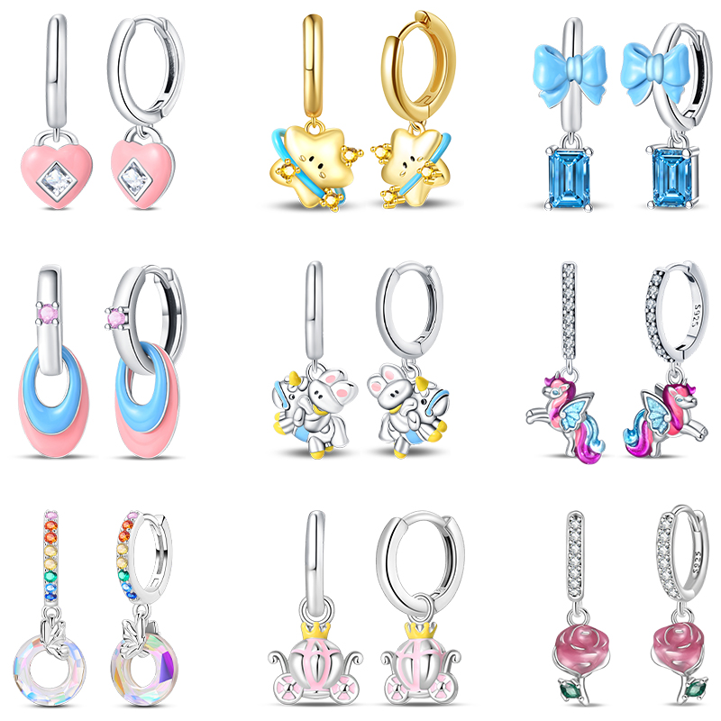 Women's 925 Sterling Silver Love Rainbow Horse Star Dopamine Color Cute Sweet Romantic Date Party Wedding Exquisite Jewelry
