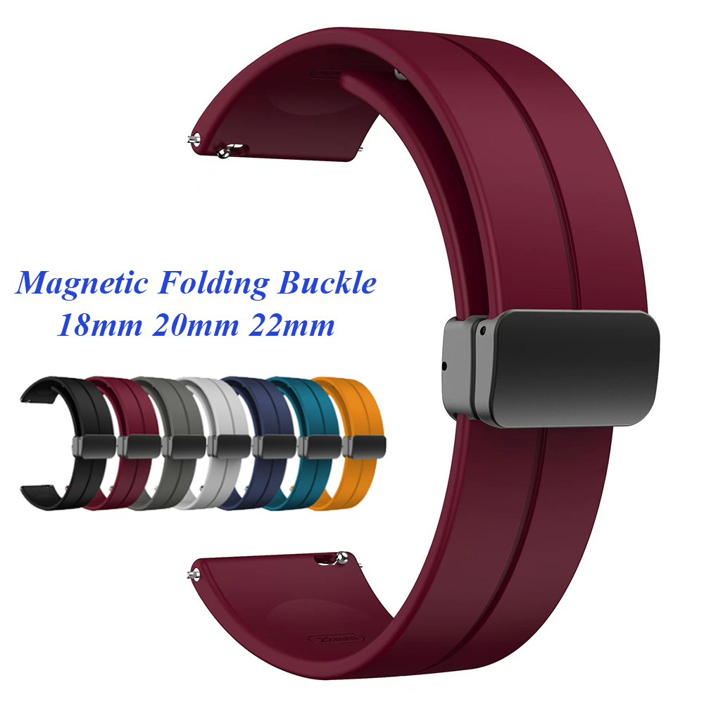 Waterproof Silicone Watch Strap for Watches Quick Release 20mm 22mm Magnetic Folding Buckle Wrist Straps Magnetic Bracelet