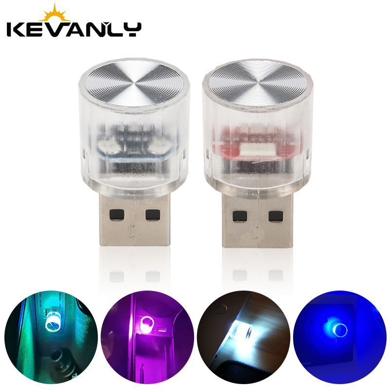 1/2PCS Mini USB 5V LED Auto Interior Atmosphere Light Plug and Play RGB Gradient Decorative Light PC Computer Portable Light
