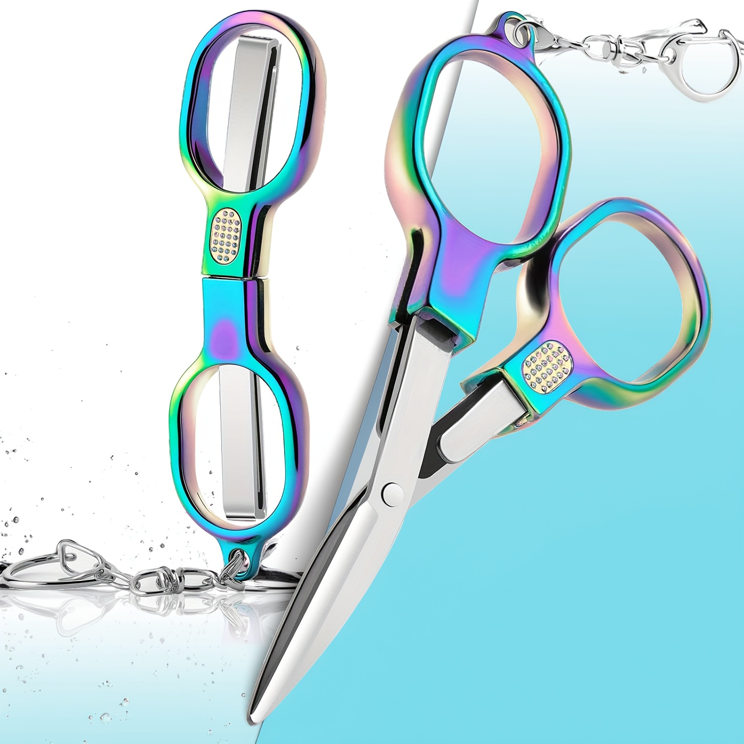 1 Set Foldable Stainless Steel Portable Mini Travel Scissors Safe Pocket Multifunctional For Travel Home Office Handmade Sewing