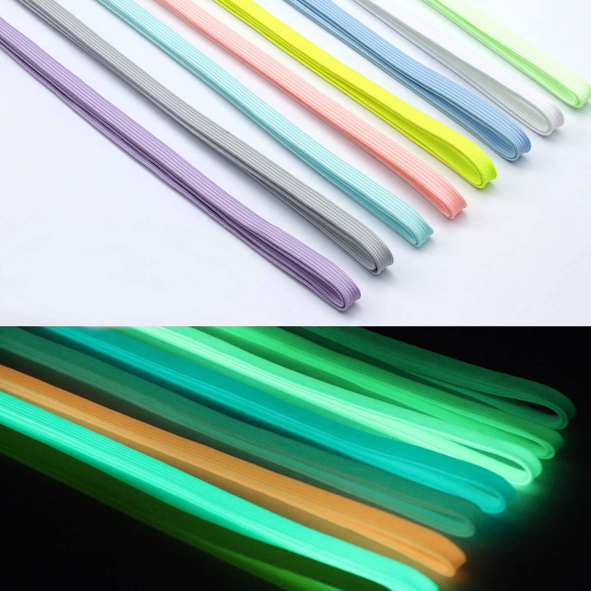 1 pair Luminous shoelaces, running and sports shoelaces, colored fluorescent flat luminous shoelaces,Suitable for all shoe types