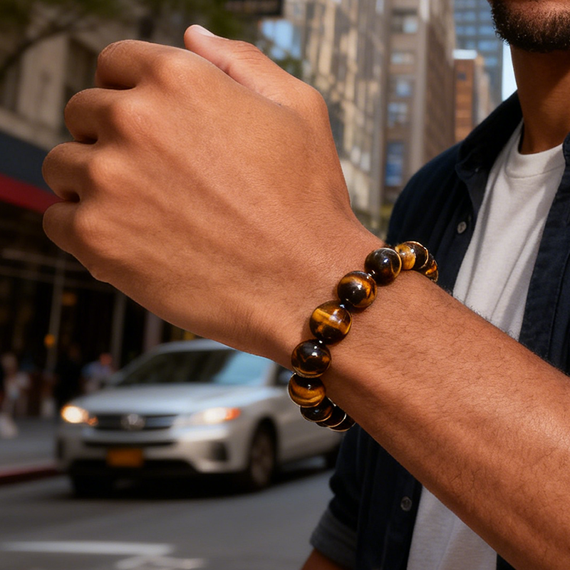 New Elegance 4/6/8/10/12/14mm Handmade Natural Tiger Eyes Stone Strand Bracelet Men Energy Healing Braslet Street Accessories