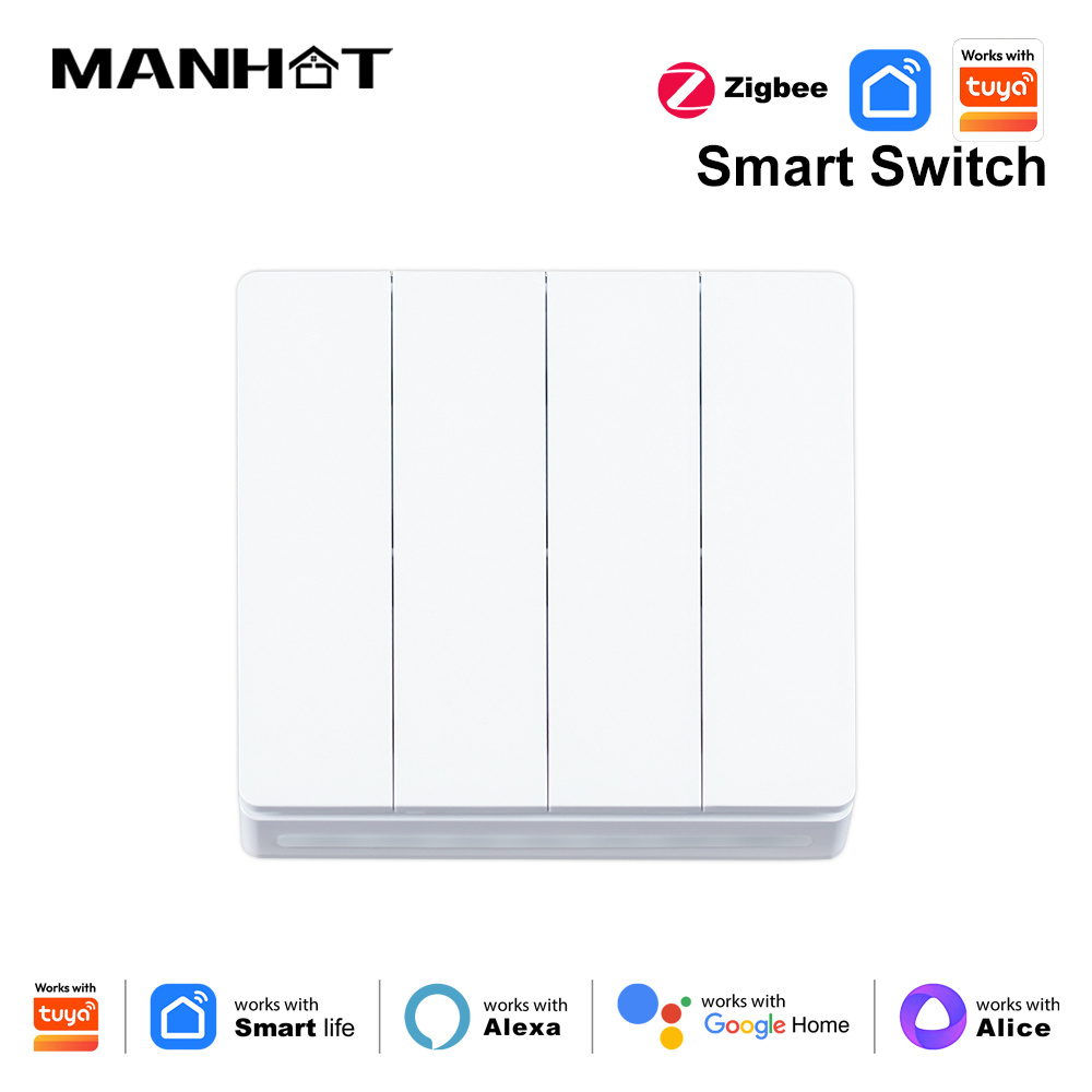 MOES Tuya ZigBee Smart Wall Light Switch with Optional Neutral Wire Magnetic Relay App Control Alexa Home