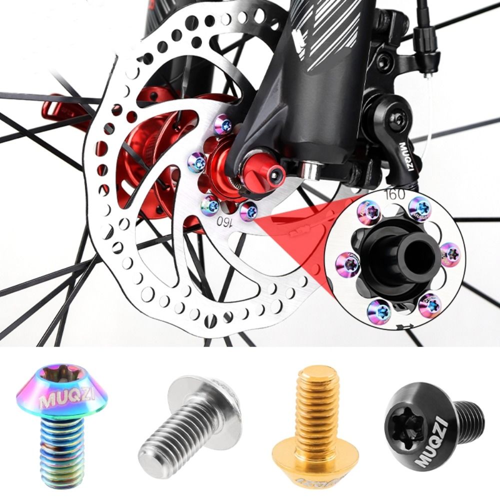 6pcs Titanium Bike Disc Brake Rotor Bolts T25 Torx M5 X 10mm Bicycle M5 Brake Disc Screw Fixing Screws Durable