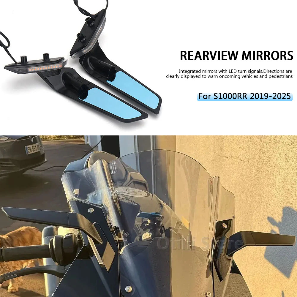 Motorcycle Rearview Rear View Side Mirrors With LED Turn Signal Light For BMW S1000RR S1000 RR S 1000 RR 2019- 2023 2024 2025