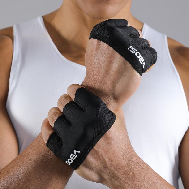 1Pair Unisex Lightweight Four-Finger Workout Gloves - Non-Slip Grip For Fitness, Weightlifting & Training For Women Men