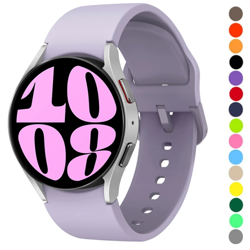 Silicone Strap For Watch 7 6 5 4 FE 44mm 40mm 5 pro 45mm sport band 20mm No gap Bracelet Watch 6-4 classic