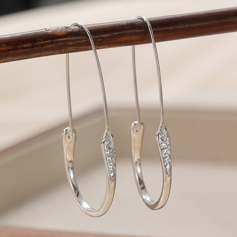 Classic Simple Silver Color Metal U Shaped Earrings For Women Geometric Semicircle Dangle Earrings Daily Casual Jewelry