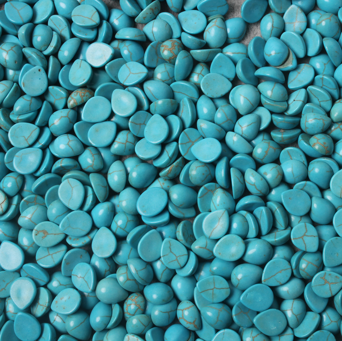 100pcs Plain Blue Turquoise Flat Bottomed Heart Drop Oval Turquoise Ring DIY Inlaid Pendant Ring Necklace
