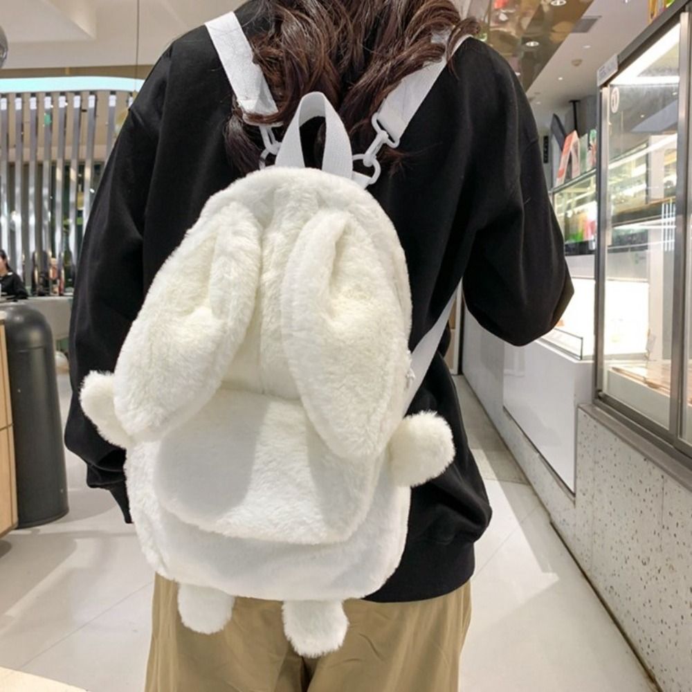 Fashion Academy Fengrui Camp Backpack Women's Winter New Cute Rabbit Zipper Backpack Fresh Sweet Breathable Durable Dual Use Bag
