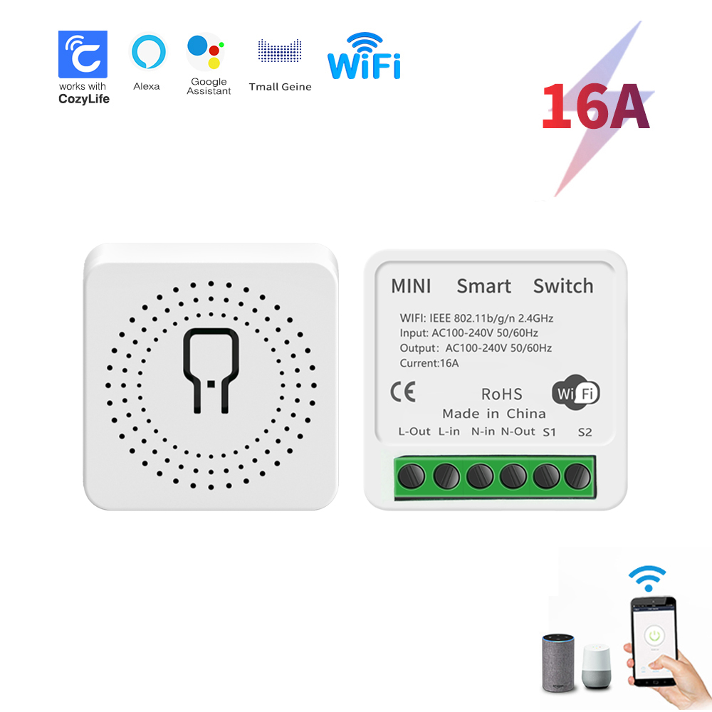 SIXWGH MiNi WiFi Smart Switch Cozylife App Remote Control Timer Home Improvement 2 way Relay Work with Home Aleax