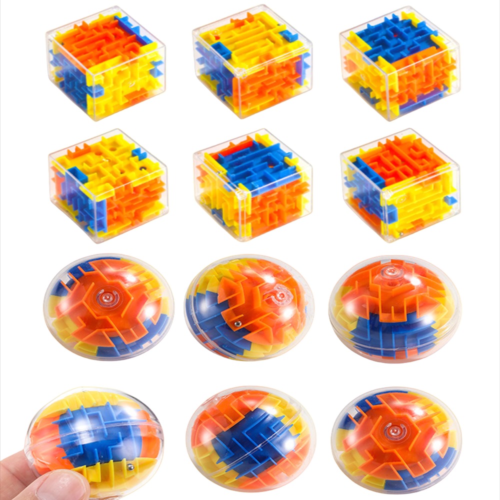 8Pcs 3D Transparent Square and Round Roller Ball Maze Game Kids Birthday Party Baby Shower Giveaway Toy Pinata Filler Pack