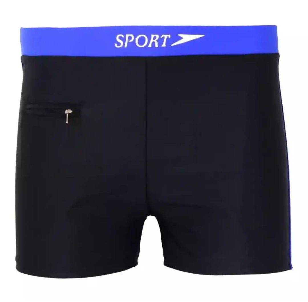 Sporty Swimming Trunk Costume For Men / Comfortable Shorts With Chain Pocket (Pack of 1) -- Black