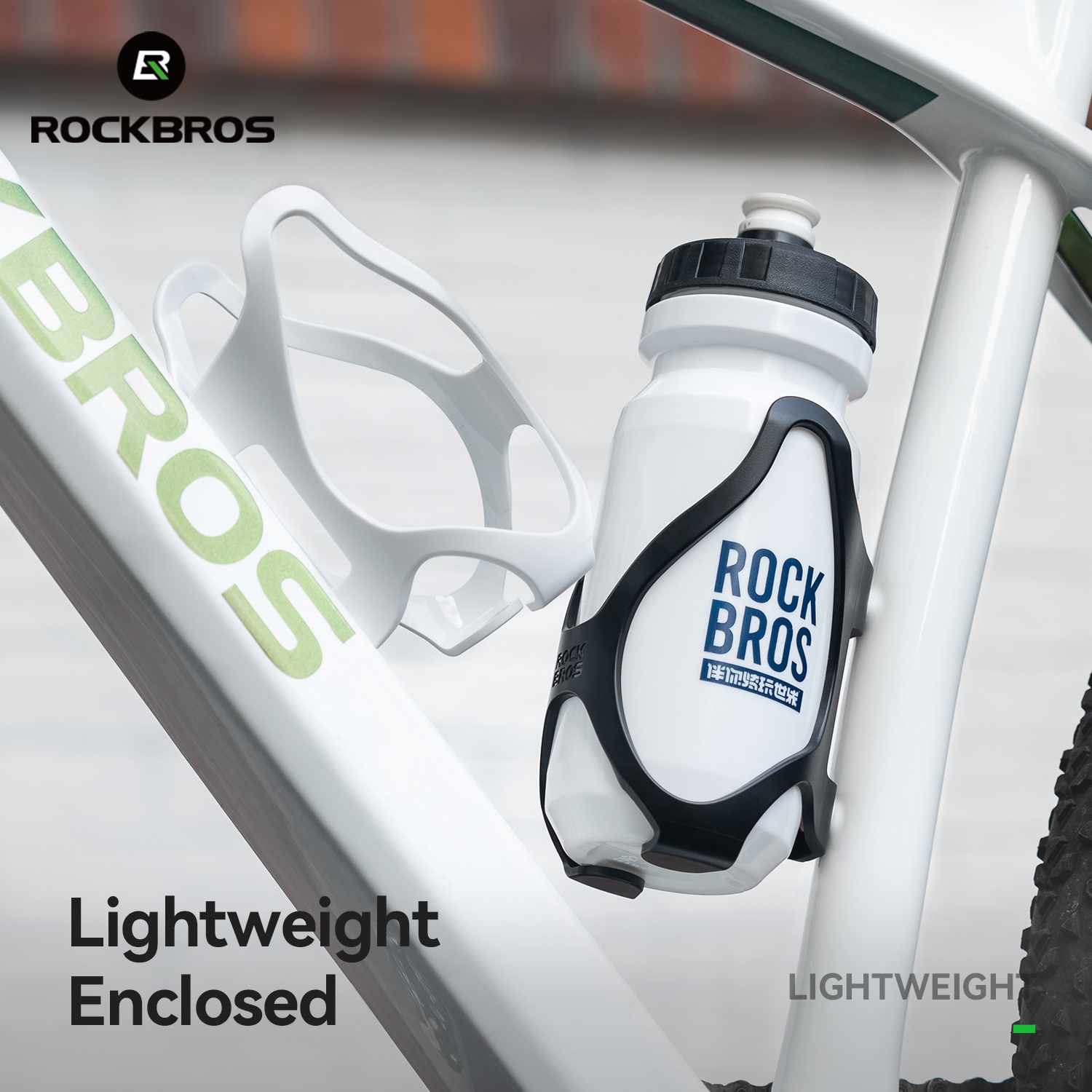 ROCKBROS Cycling Water Bottle 600ML with MTB Bike Water Bottle Cage Cup Bracket Outdoor Travel Portable Lightweight
