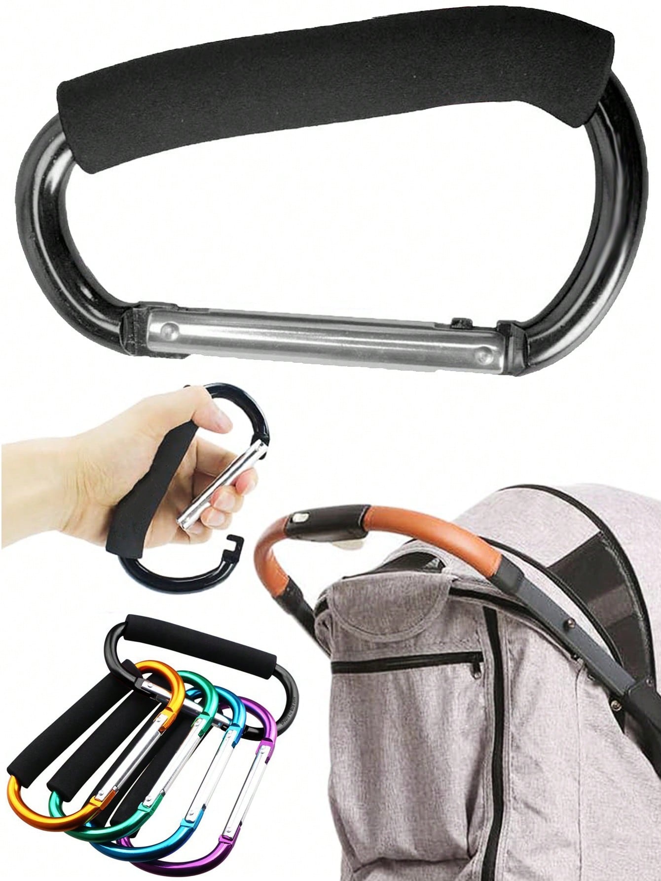 1PC Sturdy And Durable Multifunctional Stroller Hook With EVA Handle - Durable Aluminum Alloy For Shopping And Storage Accessori
