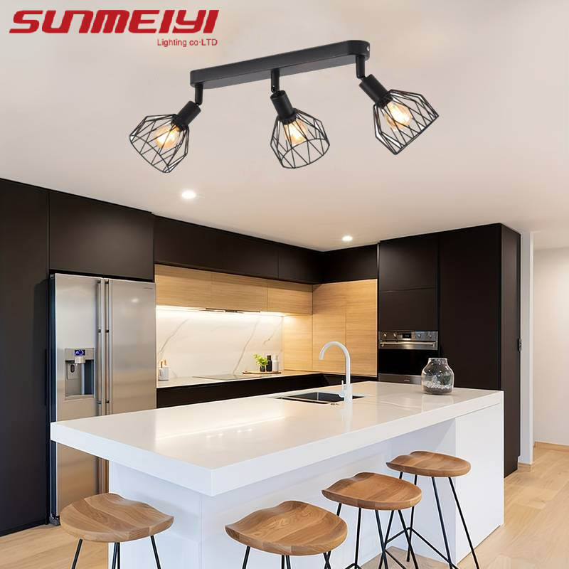 Modern Bedroom Ceiling Lamp Creative Black Study Simple American Industrial Style Living Room Entrance Corridor