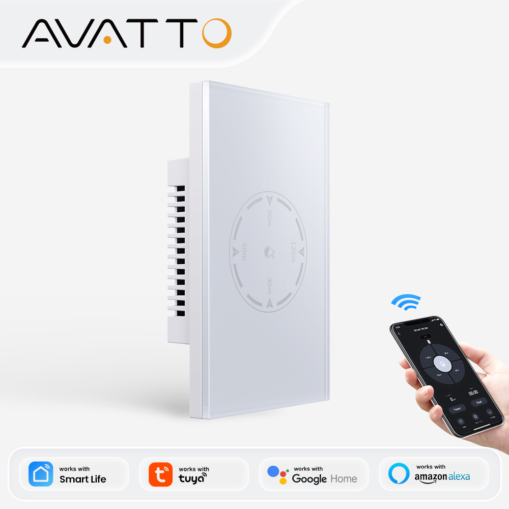 AVATTO Tuya WiFi Boiler Switch With Energy Monitoring 20A/4400W Smart Water Heater Touch Switch Support Alexa Home