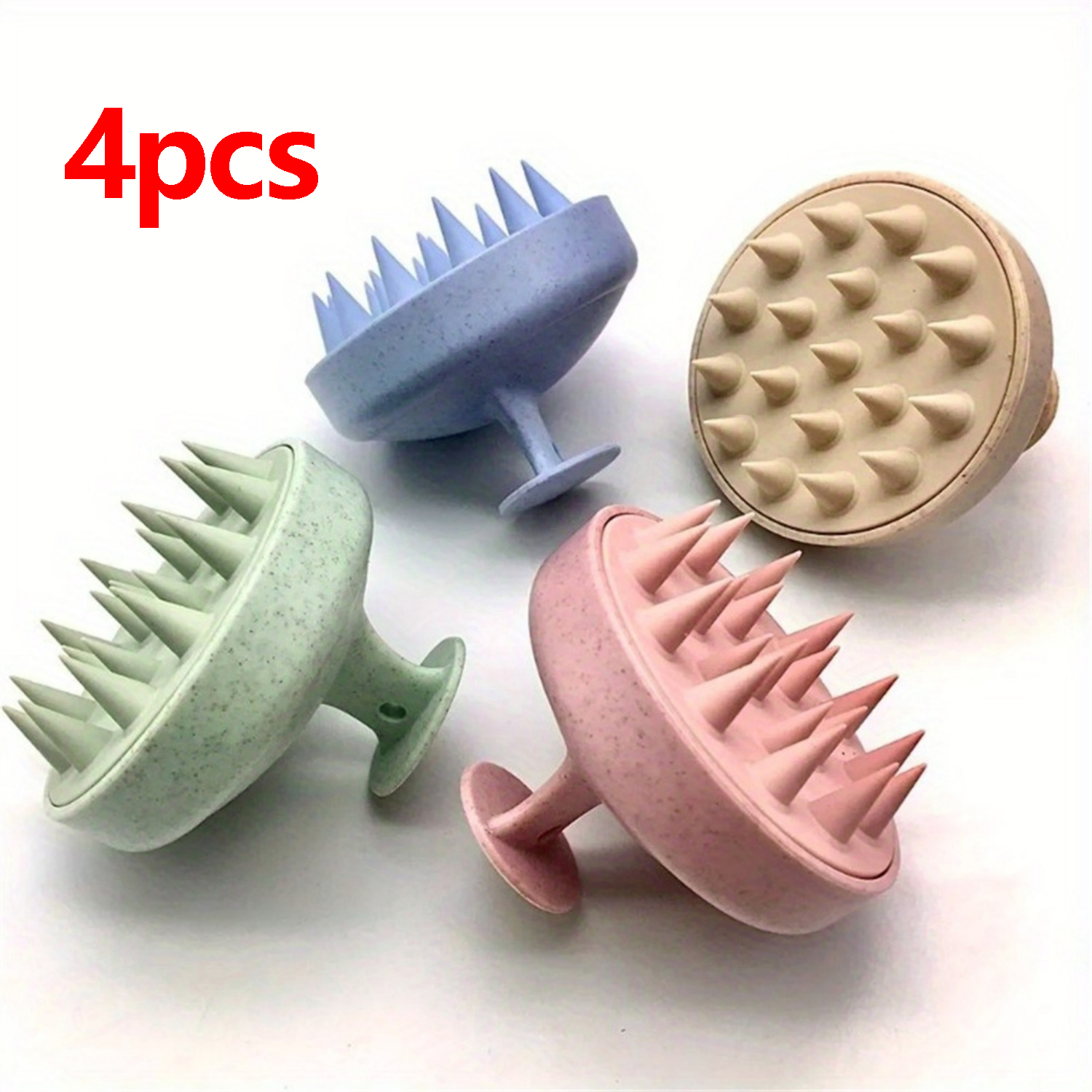 4Pcs Silicone Shampoo Brush Scalp Massager Soft Hair Washing Comb for Adults Kids Pets Shower Bath Massage Tools Reusable