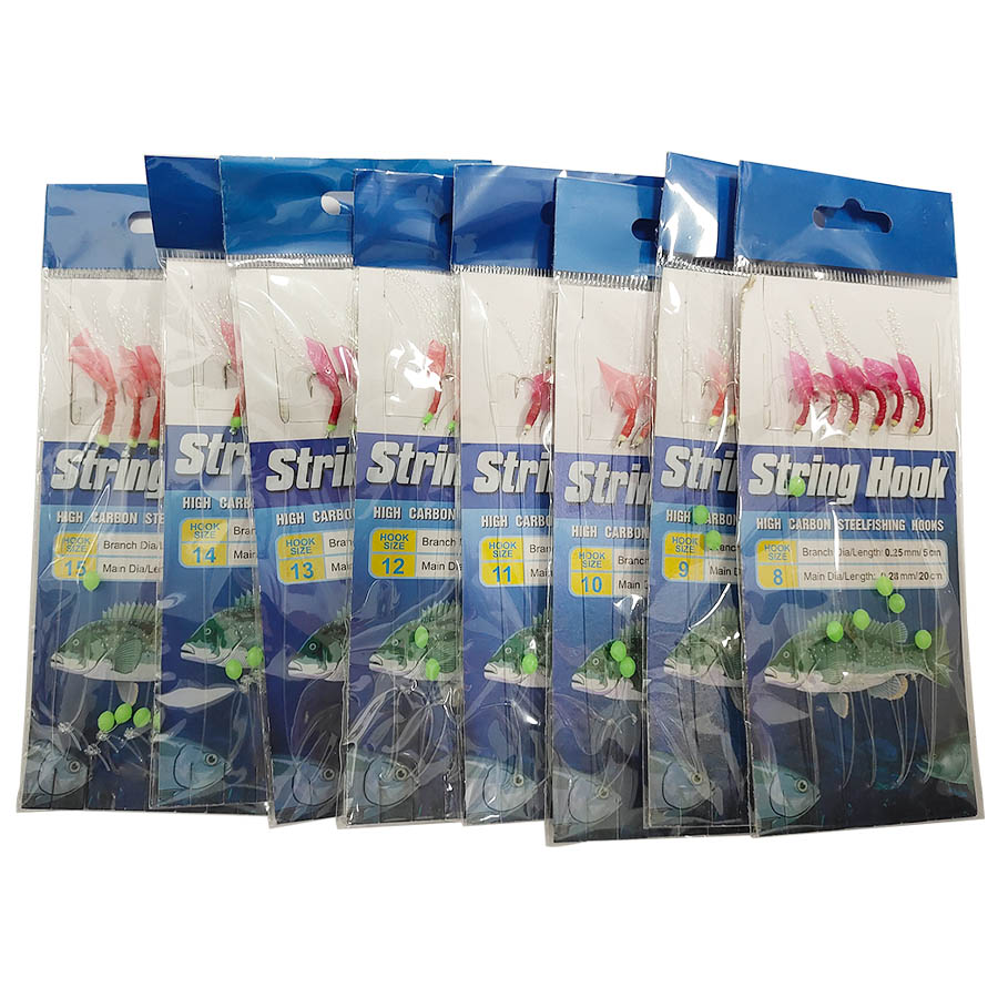 5Pack Fishing Wobbler Sabiki Bait Rigs & Luminous Bean Fishing Hooks Ocean Fly Saltwater Glow-in-Dark Rigs
