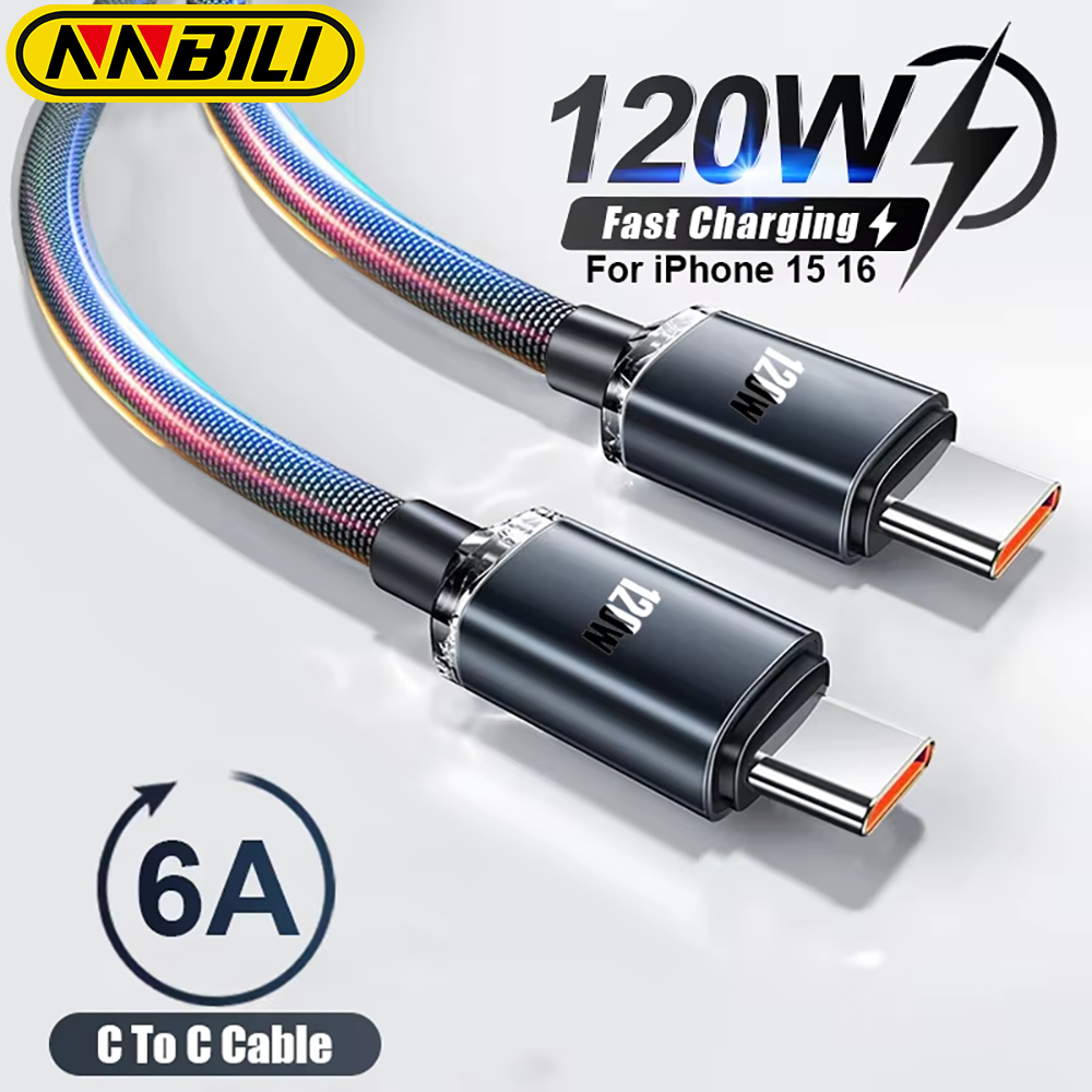 NNBILI NEW 120W Type C To Type C Cable For PD Phone Fast Charging USB A To USB C Data Cord For