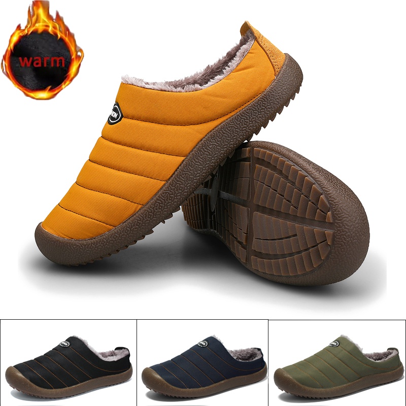New Winter Men's Boots Waterproof Warm Cotton Women's Casual Anti Slip Slippers Indoor Outdoor Dual Use Plush Soft Sole Slipper