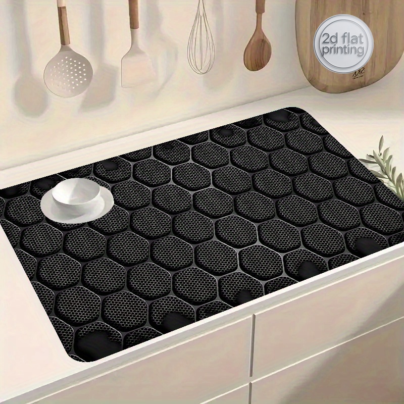 1pc, Spring/Summer Theme, Jet Black Honeycomb Pattern Design, Marble Texture, Pastoral Style, Classical Chinese Traditional Art,