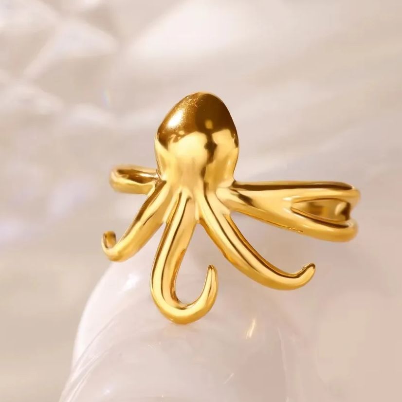 Octopus Rings for Women Smooth Tentacles Stainless Steel Octopus Ring Vintage Charm Jewelry Anti Allergic Accessories anillos