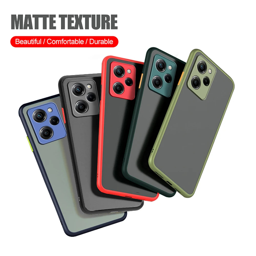 For Redmi Note 12 Turbo 5G Phone Case Poco F5 5G Camera Proctection Matte Shockproof Armor Hard PC Cover Caque