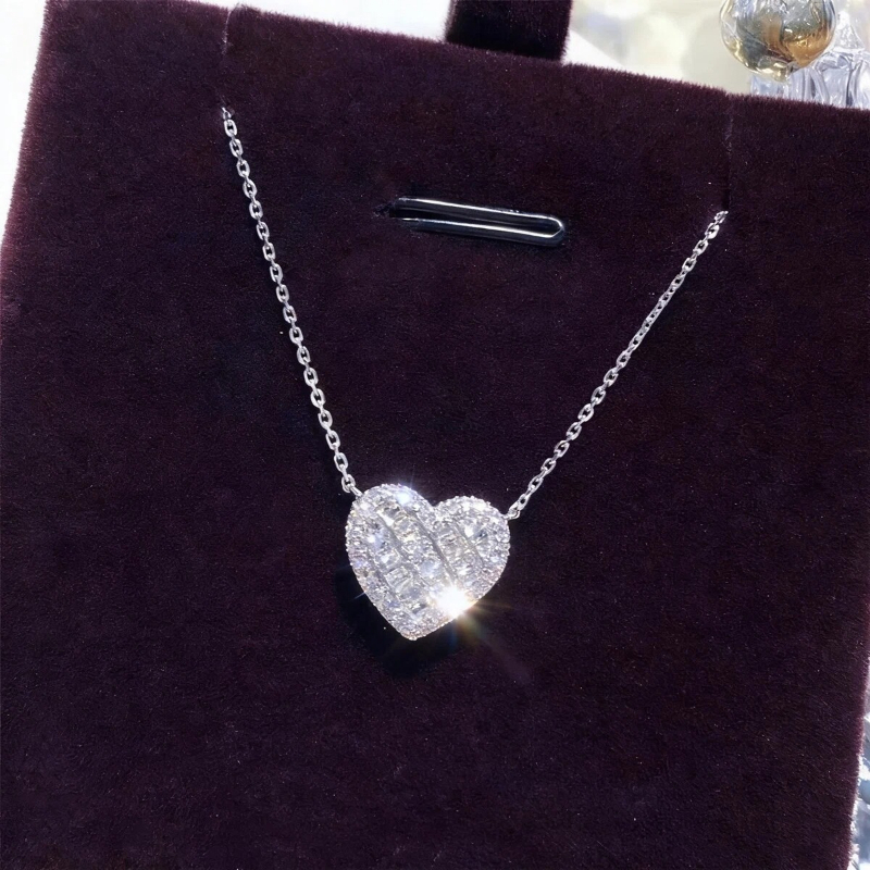 1pc White Cubic Zirconia Love Necklace for Women Luxury Silver Color Romantic Female Wedding Pendant Necklace Fashion Jewelry
